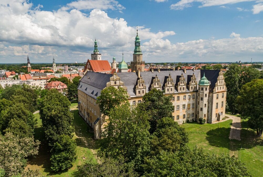 zamek książąt oleśnickich widok z drona